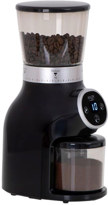 mlynek do kawy zarnowy  Żarnowy młynek do kawy Adler AD 4450 elektryczny regulacja timer