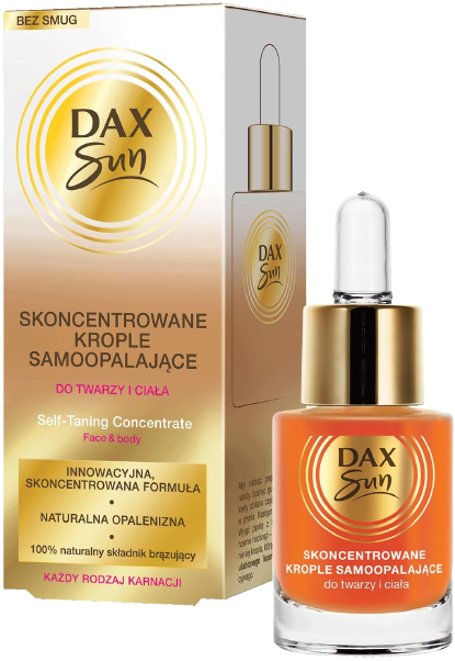 samoopalacz do twarzy   Dax Sun Skoncentrowane krople samoopalające do twarzy i ciała do każdego rodzaju karnacji 15ml
